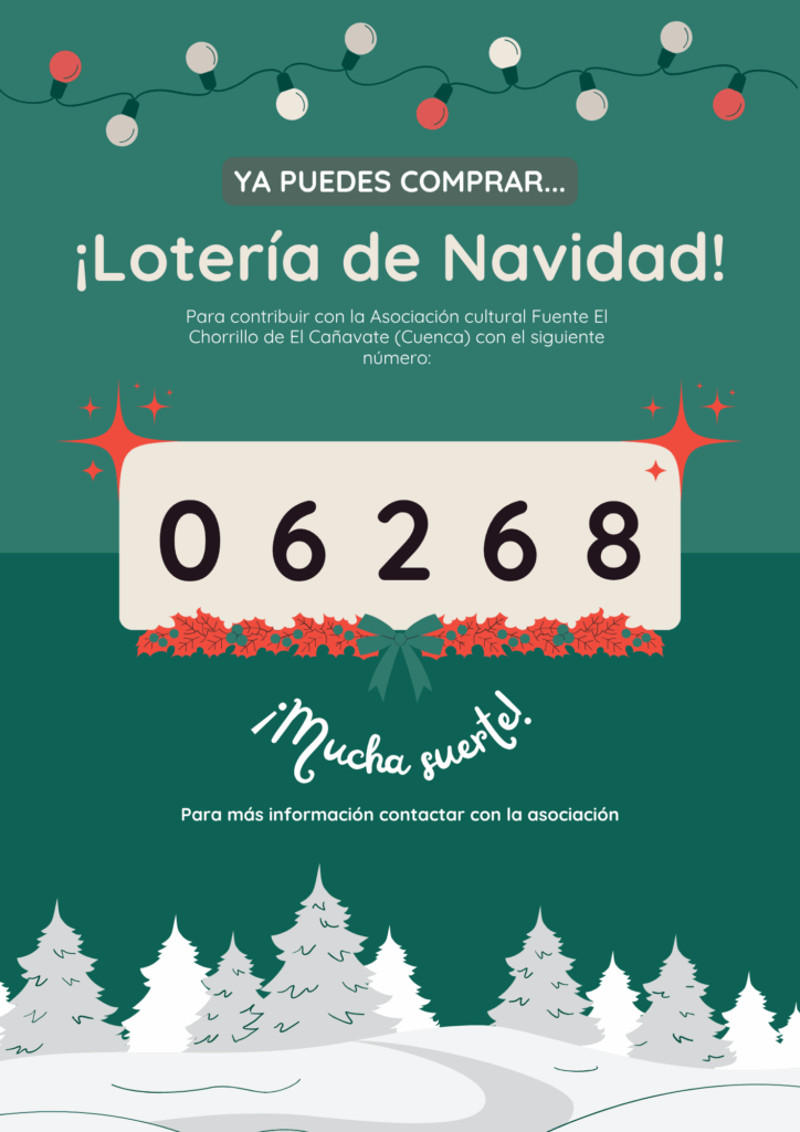 Cartel Lotería de Navidad Ilustrado Verde y Rojo